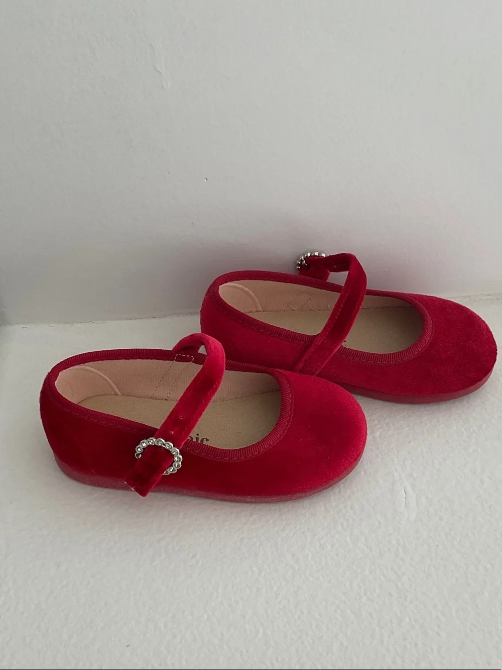Child Chic Red Velvet Mary Jane Dress Shoes for Girls